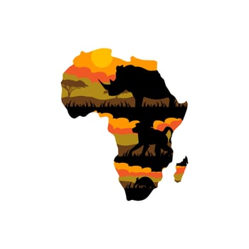 African Mammal Logo Within the African Continent vector