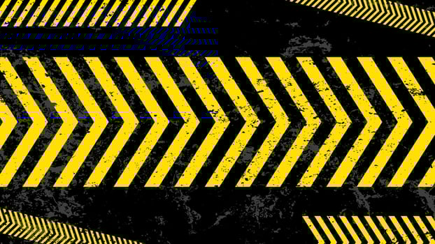 A grungy and worn hazard stripes texture. Abstract warning striped rectangular background, yellow and black stripes on the diagonal, a warning to be careful vector