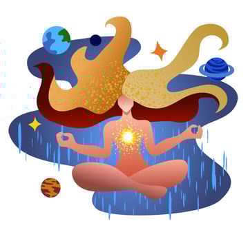 Meditation. Harmony with yourself and with space. Balance. Soul. Color fill vector