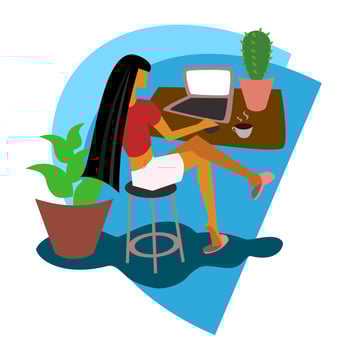 Woman at the laptop vector