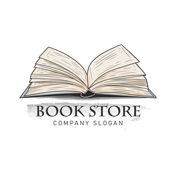 Open book logo watercolor vector painting on white background