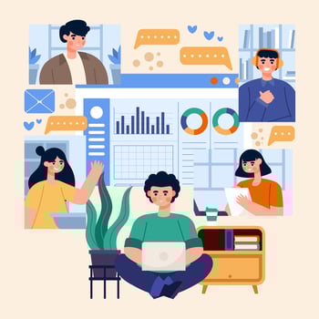 Inclusive Remote Workers Teamwork vector