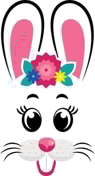 bunny masks with pink ears and flowers vector
