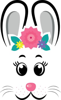 bunny masks with pink ears and flowers vector
