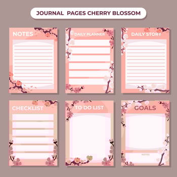 Cherry Blossom Label Set Collection vector