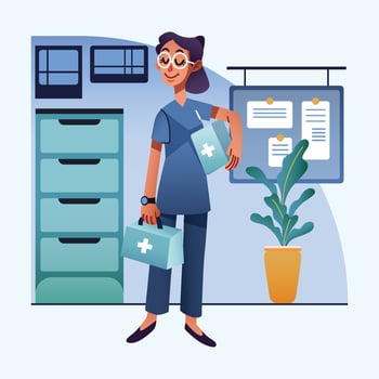A Nurse Carrying Medicine Boxes vector