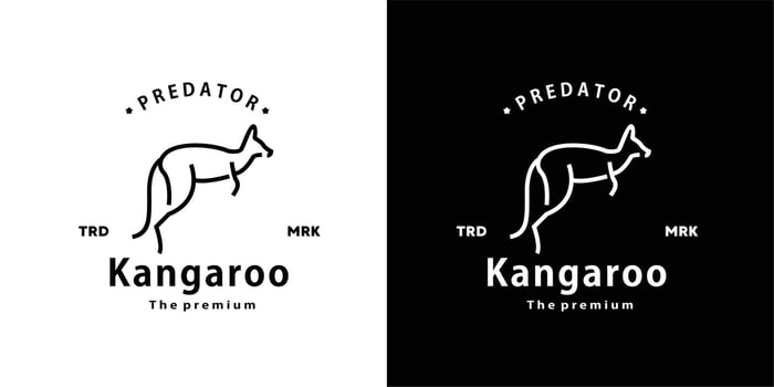 vintage retro hipster kangaroo logo vector outline monoline art icon