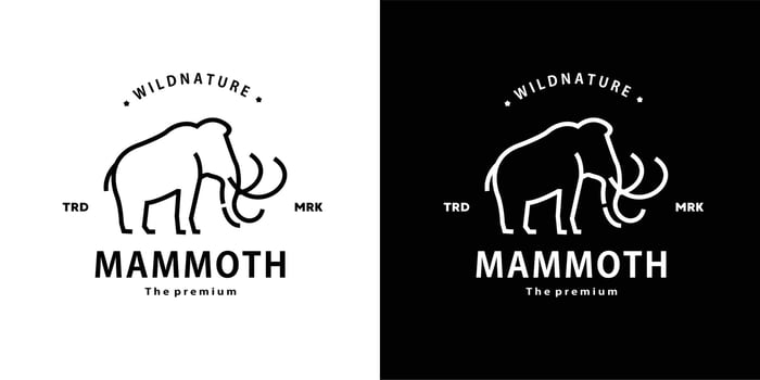 vintage retro hipster mammoth logo vector outline monoline art icon