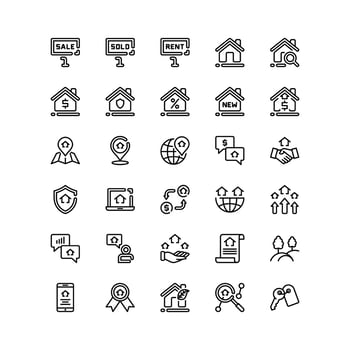 real estate icon set vector