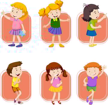 Set of Little boy and girl playing on white background vector