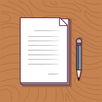 paper and pencil icon illustration education icon concept with flat cartoon vector