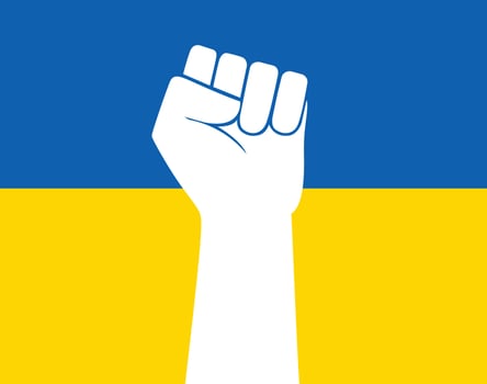 Raised fist vector icon. Human hand up in the air