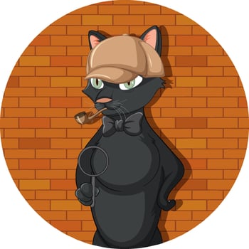 Detective wearing brown overcoat on white background vector