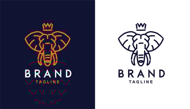vector elephant monoline head Balance minimalist simple logo Perfect for any brand and company