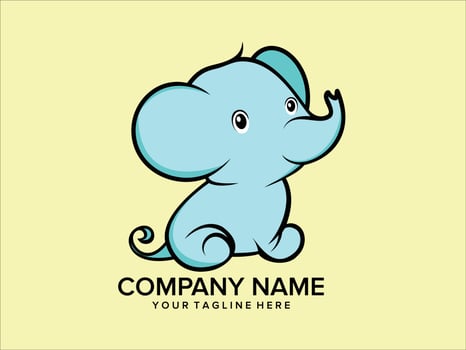 cute elephant calf logo on pink background vector