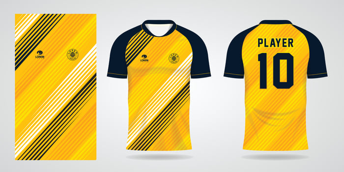 yellow sports shirt jersey design template vector