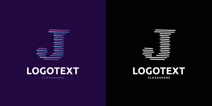 Letter J logo, Colorful lines logo vector