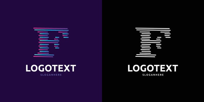 Letter F logo, Colorful lines logo vector