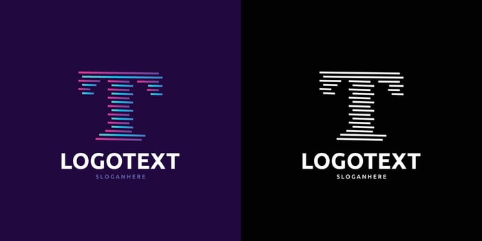 Letter T logo, Colorful lines logo vector