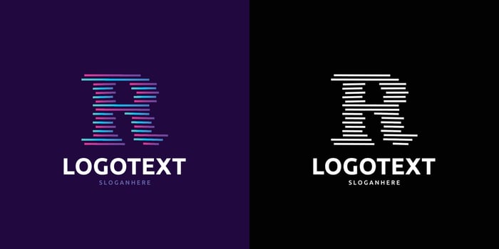Letter R logo, Colorful lines logo vector