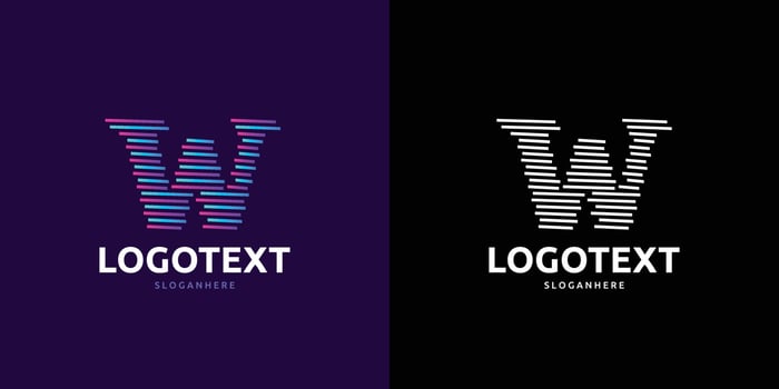 Letter W logo, Colorful lines logo vector