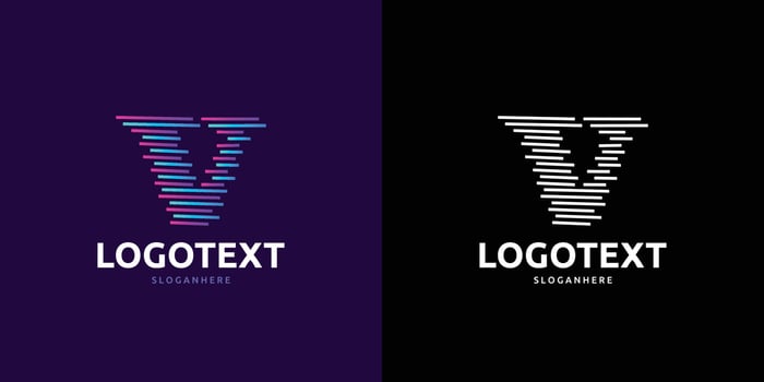 Letter V logo, Colorful lines logo vector
