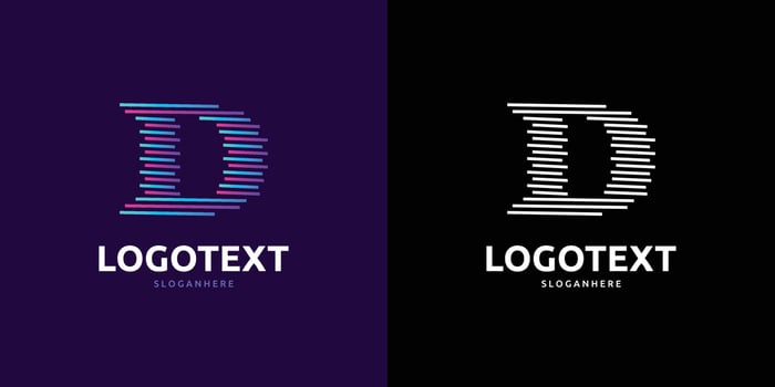 Letter D logo, Colorful lines logo vector