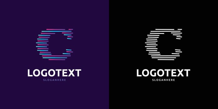 Letter C logo, Colorful lines logo vector