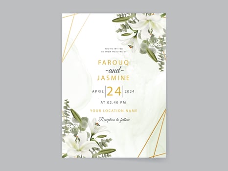 Elegant floral watercolor wedding invitations card vector