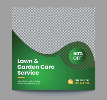 Agricultural and Farming care Services social media banner design or organic farm square template. Easy suitable for social media post, flyers, web, landscape, agro industry and gardening. vector