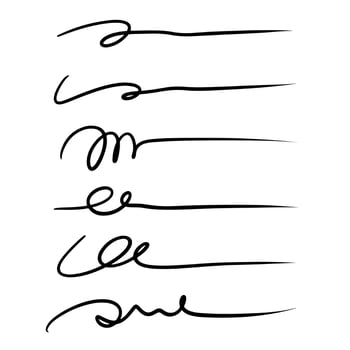 Hand lettering lines - signature lines isolated on white background. vector Illustration.