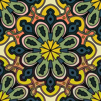 Cute Mandala card. Ornamental round doodle flower isolated on white background. Geometric decorative ornament in ethnic oriental style. vector