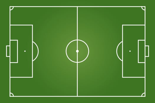 Top view of green football pitch or soccer field vector