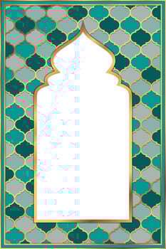 Cover postcard golden oriental vintage arch frame vector