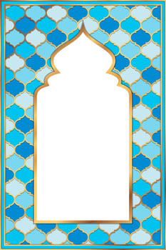 Cover postcard golden oriental vintage arch frame vector