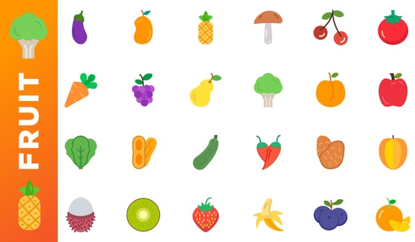 Fruit icon set flat style vector for your design