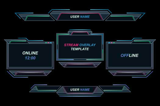 Set futuristic stream overlay geometric frames template vector