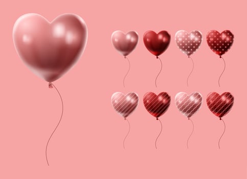 3D heart shaped balloon illustration vector