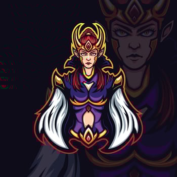 golden horned lady asassins gaming avatar vector mascot