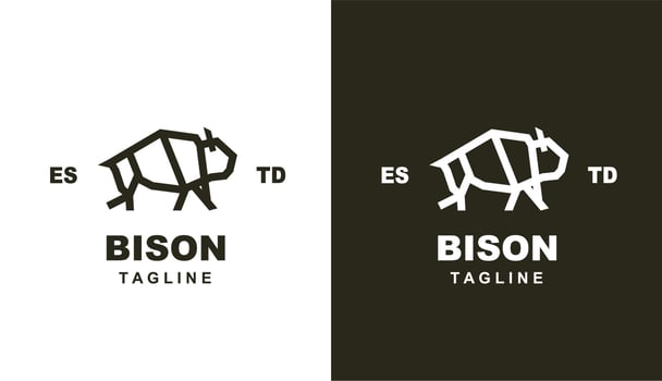 bison geometris monoline retro. taurus simple for logo for brand and company vector