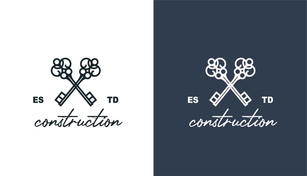 crossed key minimalist vintage simple logo for brand and company vector
