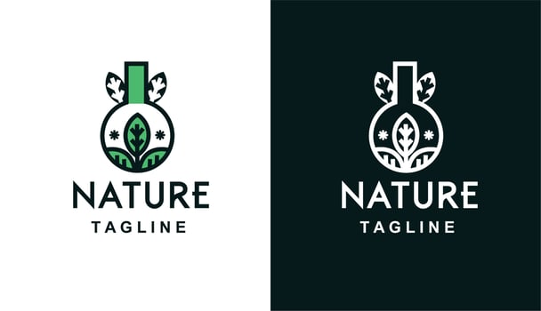 nature logo simple in lab. minimalis green for brand and company vector