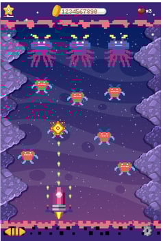 Retro pixel space game interface vector