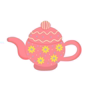 Teapot or kettle. Decorative kitchen tool, household utensil. Ceramic drinkware or glassware for tea ceremony. vector