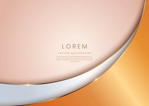 Elegant abstract luxury curved shape brown color on light pink background with copy space for text. vector