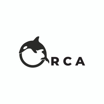 Black orca shark whale line art vector logo