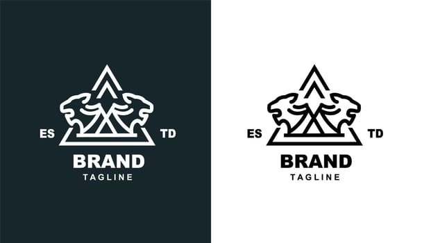 simple modern monoline lion logo. triangle with logo design inspiration vector