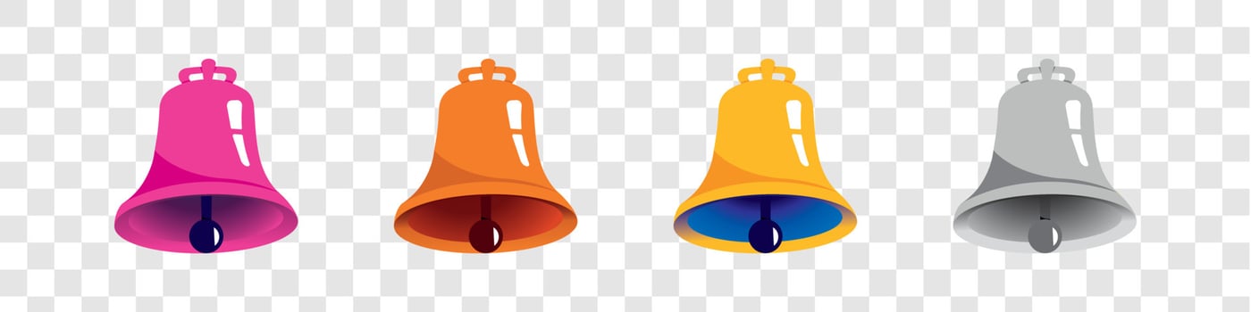 Retro colorful vector vintage bell set. Bell on a white background. Advertising and promotion. Vector illustration