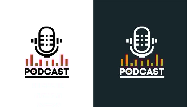 minimalist podcast logo with musical scale splash, simple logo for brand and company vector