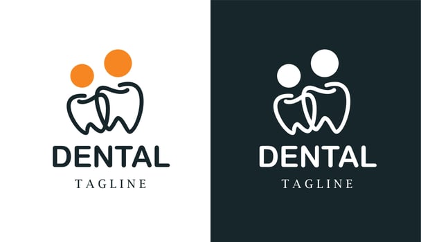 dental twin monoline logo for brand and company vector